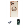 MARSİLYAN™- iPhone 12 Pro Kılıf Pusula Form - Şeffaf 360 Full Body Arka Koruyucu + Yeşil Renkli Kamera Lens Koruma Cam