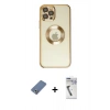 MARSİLYAN™- iPhone 12 Pro Kılıf Pusula Form - Şeffaf Uv Polymer Nano Ekran Koruyucu + Metal Kamera Lens Koruma Cam - AKYL