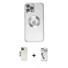 MARSİLYAN™- iPhone 12 Pro Kılıf Pusula Form - Şeffaf Uv Polymer Nano Ekran Koruyucu + Shine Kamera Lens - GD