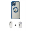 MARSİLYAN™- iPhone 12 Pro Kılıf Pusula Form - Şeffaf Uv Polymer Nano Ekran Koruyucu + Shine Kamera Lens - GS