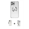 MARSİLYAN™- iPhone 12 Pro Kılıf Pusula Form - Şeffaf Uv Polymer Nano Ekran Koruyucu + Shine Kamera Lens - GS