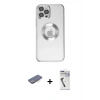 MARSİLYAN™- iPhone 12 Pro Kılıf Pusula Form - Şeffaf Uv Polymer Nano Ekran Koruyucu + Renkli Kamera Lens Koruma Cam - MI