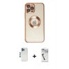 MARSİLYAN™- iPhone 12 Pro Kılıf Pusula Form - Şeffaf Uv Polymer Nano Ekran Koruyucu + Shine Kamera Lens - MI