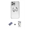 MARSİLYAN™- iPhone 12 Pro Kılıf Pusula Form - Şeffaf Uv Polymer Nano Ekran Koruyucu + Metal Kamera Lens Koruma Cam - GD