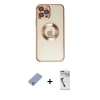 MARSİLYAN™- iPhone 12 Pro Kılıf Pusula Form - Şeffaf Uv Polymer Nano Ekran Koruyucu + Metal Kamera Lens Koruma Cam - KUYL