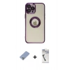 MARSİLYAN™- iPhone 12 Pro Kılıf Pusula Form - Şeffaf Uv Polymer Nano Ekran Koruyucu + Metal Kamera Lens Koruma Cam - KUYL