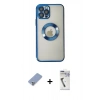 MARSİLYAN™- iPhone 12 Pro Kılıf Pusula Form - Şeffaf Uv Polymer Nano Ekran Koruyucu + Metal Kamera Lens Koruma Cam - KUYL
