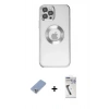 MARSİLYAN™- iPhone 12 Pro Kılıf Pusula Form - Şeffaf Uv Polymer Nano Ekran Koruyucu + Metal Kamera Lens Koruma Cam - KUYL