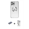 MARSİLYAN™- iPhone 12 Pro Kılıf Pusula Form - Şeffaf Uv Polymer Nano Ekran Koruyucu + Renkli Kamera Lens Koruma Cam - PE