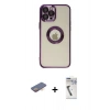 MARSİLYAN™- iPhone 12 Pro Kılıf Pusula Form - Şeffaf Uv Polymer Nano Ekran Koruyucu + Renkli Kamera Lens Koruma Cam - TU