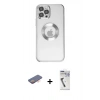 MARSİLYAN™- iPhone 12 Pro Kılıf Pusula Form - Şeffaf Uv Polymer Nano Ekran Koruyucu + Renkli Kamera Lens Koruma Cam - TU