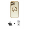 MARSİLYAN™- iPhone 12 Pro Kılıf Pusula Form - Şeffaf Uv Polymer Nano Ekran Koruyucu + Kamera Lens Koruma Cam - SF
