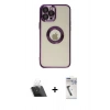 MARSİLYAN™- iPhone 12 Pro Kılıf Pusula Form - Şeffaf Uv Polymer Nano Ekran Koruyucu + Kamera Lens Koruma Cam - SF
