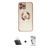MARSİLYAN™- iPhone 12 Pro Kılıf Pusula Form - Şeffaf Uv Polymer Nano Ekran Koruyucu + Kamera Lens Koruma Cam - SF