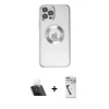 MARSİLYAN™- iPhone 12 Pro Kılıf Pusula Form - Şeffaf Uv Polymer Nano Ekran Koruyucu + Kamera Lens Koruma Cam - SF