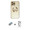 MARSİLYAN™- iPhone 12 Pro Kılıf Pusula Form - Şeffaf Uv Polymer Nano Ekran Koruyucu + Shine Kamera Lens Koruma Cam - GI