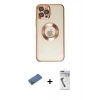 MARSİLYAN™- iPhone 12 Pro Kılıf Pusula Form - Şeffaf Uv Polymer Nano Ekran Koruyucu + Shine Kamera Lens Koruma Cam - GD