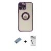 MARSİLYAN™- iPhone 12 Pro Kılıf Pusula Form - Şeffaf Uv Polymer Nano Ekran Koruyucu + Shine Kamera Lens Koruma Cam - GI