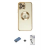 MARSİLYAN™- iPhone 12 Pro Kılıf Pusula Form - Şeffaf Uv Polymer Nano Ekran Koruyucu + Shine Kamera Lens Koruma Cam - GD