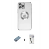 MARSİLYAN™- iPhone 12 Pro Kılıf Pusula Form - Şeffaf Uv Polymer Nano Ekran Koruyucu + Shine Kamera Lens Koruma Cam - GI