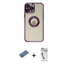 MARSİLYAN™- iPhone 12 Pro Kılıf Pusula Form - Şeffaf Uv Polymer Nano Ekran Koruyucu + Shine Kamera Lens Koruma Cam - GD