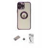 MARSİLYAN™- iPhone 12 Pro Kılıf Pusula Form - Şeffaf Uv Polymer Nano Ekran Koruyucu + Shine Kamera Lens Koruma Cam - SABE