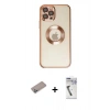 MARSİLYAN™- iPhone 12 Pro Kılıf Pusula Form - Şeffaf Uv Polymer Nano Ekran Koruyucu + Shine Kamera Lens Koruma Cam - SABE