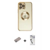 MARSİLYAN™- iPhone 12 Pro Kılıf Pusula Form - Şeffaf Uv Polymer Nano Ekran Koruyucu + Shine Kamera Lens Koruma Cam - SABE