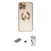 MARSİLYAN™- iPhone 12 Pro Kılıf Pusula Form - Şeffaf Uv Polymer Nano Ekran Koruyucu + Renkli Kamera Lens Koruma Cam - YL