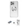 MARSİLYAN™- iPhone 12 Pro Kılıf Pusula Form - Şeffaf Uv Polymer Nano Ekran Koruyucu + Renkli Kamera Lens Koruma Cam - YL