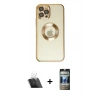 MARSİLYAN™- iPhone 12 Pro Kılıf Pusula Form - Siyah 34D Hayalet Izgaralı Cam + Kamera Lens Koruma Cam - SF