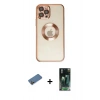 MARSİLYAN™- iPhone 12 Pro Kılıf Pusula Form - Siyah 360 Mat Full Body Arka Koruyucu + Shine Kamera Lens Koruma Cam - GD