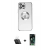 MARSİLYAN™- iPhone 12 Pro Kılıf Pusula Form - Siyah 360 Mat Full Body Arka Koruyucu + Kamera Lens Koruma Cam - SF