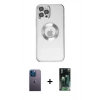 MARSİLYAN™- iPhone 12 Pro Kılıf Pusula Form - Siyah 360 Mat Full Body Arka Koruyucu + Neon Fosforlu Kamera Lens - MI