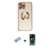 MARSİLYAN™- iPhone 12 Pro Kılıf Pusula Form - Siyah 360 Mat Full Body Arka Koruyucu + Mavi Shine Kamera Lens Koruma Cam