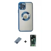 MARSİLYAN™- iPhone 12 Pro Kılıf Pusula Form - Siyah 360 Mat Full Body Arka Koruyucu + Metal Kamera Lens Koruma Cam - MI