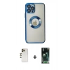 MARSİLYAN™- iPhone 12 Pro Kılıf Pusula Form - Siyah 360 Mat Full Body Arka Koruyucu + Shine Kamera Lens - GD