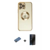 MARSİLYAN™- iPhone 12 Pro Kılıf Pusula Form - Siyah 3D Antistatik Hayalet Cam Ekran Koruyucu + Shine Kamera Lens Koruma Cam - GD