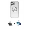 MARSİLYAN™- iPhone 12 Pro Kılıf Pusula Form - Siyah 3D Antistatik Seramik Nano Ekran Koruyucu + Kamera Lens Koruma Cam - SF