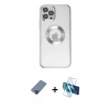 MARSİLYAN™- iPhone 12 Pro Kılıf Pusula Form - Siyah 3D Antistatik Seramik Nano Ekran Koruyucu + Metal Kamera Lens Koruma Cam - MI