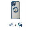 MARSİLYAN™- iPhone 12 Pro Kılıf Pusula Form - Siyah 3D Antistatik Seramik Nano Ekran Koruyucu + Shine Kamera Lens Koruma Cam - MI