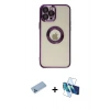 MARSİLYAN™- iPhone 12 Pro Kılıf Pusula Form - Siyah 3D Antistatik Seramik Nano Ekran Koruyucu + Shine Kamera Lens Koruma Cam - MI