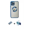 MARSİLYAN™- iPhone 12 Pro Kılıf Pusula Form - Siyah 3D Antistatik Seramik Nano Ekran Koruyucu + Shine Kamera Lens Koruma Cam - GS