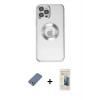 MARSİLYAN™- iPhone 12 Pro Kılıf Pusula Form - Siyah 6D Mat Seramik Hayalet Nano Ekran Koruyucu + Metal Kamera Lens Koruma Cam - AKYL
