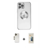 MARSİLYAN™- iPhone 12 Pro Kılıf Pusula Form - Siyah 6D Mat Seramik Hayalet Nano Ekran Koruyucu + Shine Kamera Lens - GD