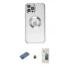 MARSİLYAN™- iPhone 12 Pro Kılıf Pusula Form - Siyah 6D Mat Seramik Hayalet Nano Ekran Koruyucu + Shine Kamera Lens Koruma Cam - GD