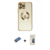MARSİLYAN™- iPhone 12 Pro Kılıf Pusula Form - Siyah 6D Mat Seramik Hayalet Nano Ekran Koruyucu + Shine Kamera Lens Koruma Cam - GD