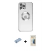 MARSİLYAN™- iPhone 12 Pro Kılıf Pusula Form - Siyah 6D Mat Seramik Hayalet Nano Ekran Koruyucu + Shine Kamera Lens Koruma Cam - MI