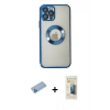 MARSİLYAN™- iPhone 12 Pro Kılıf Pusula Form - Siyah 6D Mat Seramik Hayalet Nano Ekran Koruyucu + Shine Kamera Lens Koruma Cam - MI