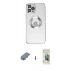 MARSİLYAN™- iPhone 12 Pro Kılıf Pusula Form - Siyah 6D Mat Seramik Hayalet Nano Ekran Koruyucu + Metal Kamera Lens Koruma Cam - GS